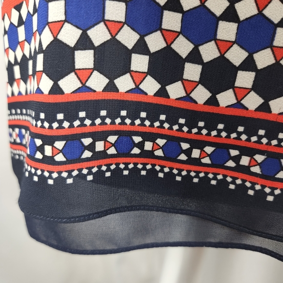 Max Edition Red White Blue Sleeveless Keyhole Back Neck Tunic Top Size Medium - Picture 3 of 10